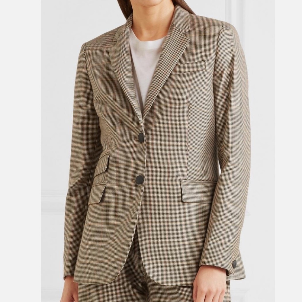Rag & Bone Women’s Houndstooth Brown Rona Plaid 100% Wool Academia Blazer